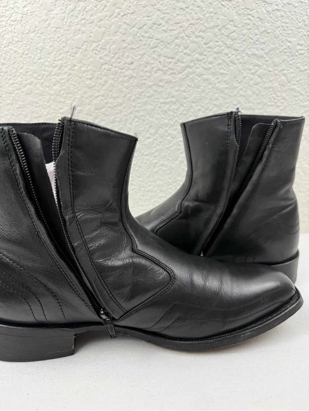 Laredo Hoxie 62009 Western Ankle Boots | Black Leather | Side Zip | Men's 10D